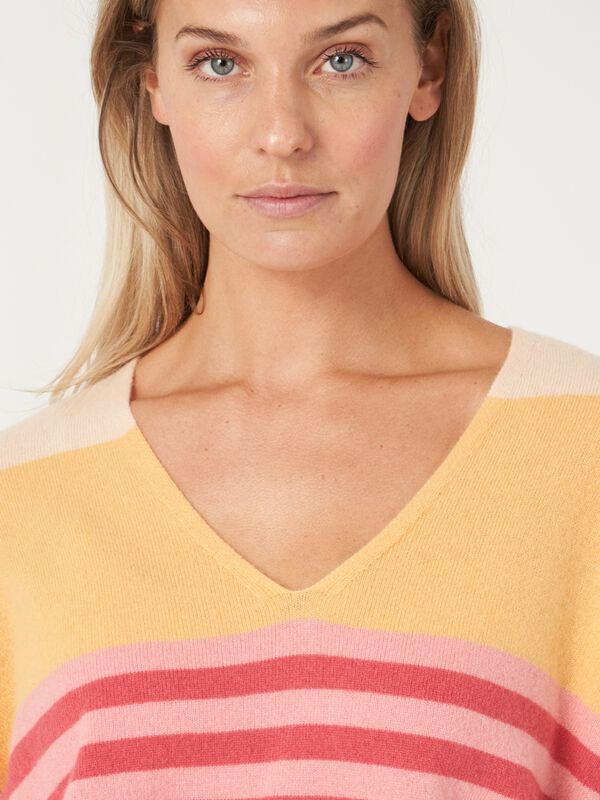 Mehrfarbig gestreifter Kaschmir-Pullover image number 4