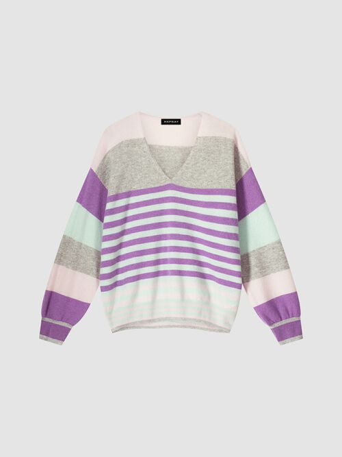 Pull en cachemire à rayures multicolores