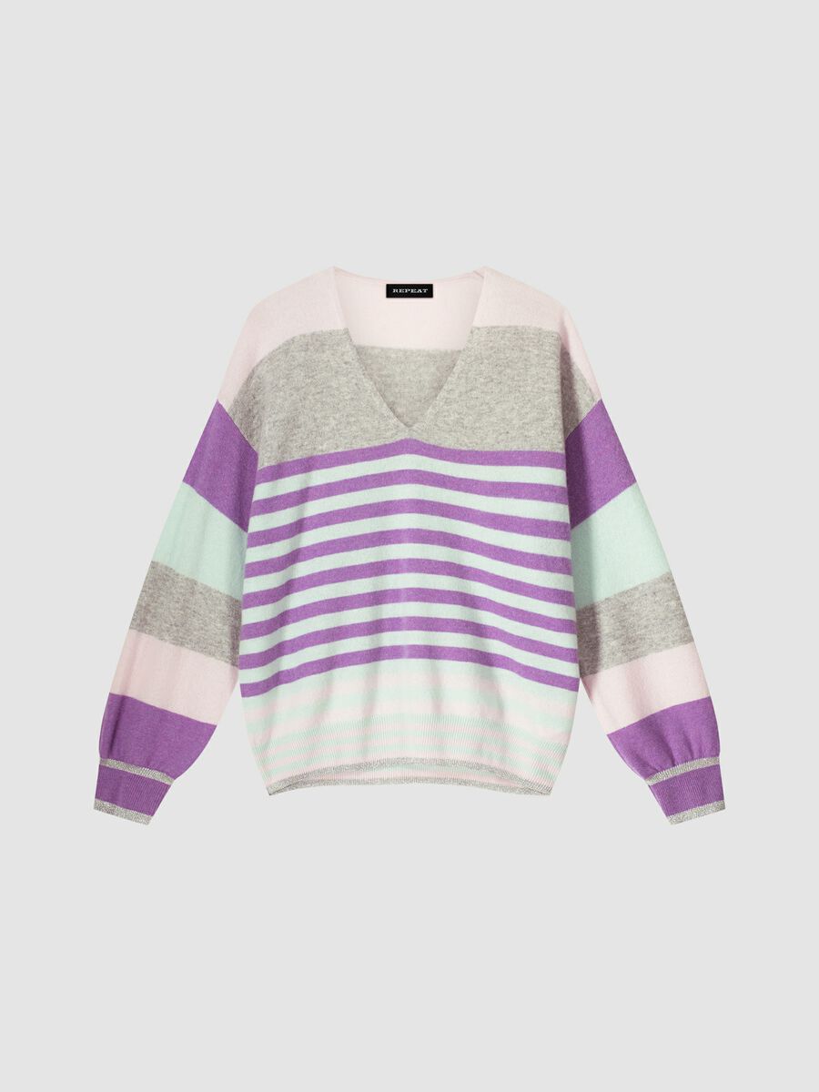 Multikleuren gestreepte cashmere trui image number 0