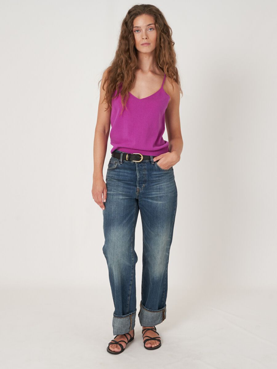 Cashmere gebreide top met spaghettibandjes image number 5