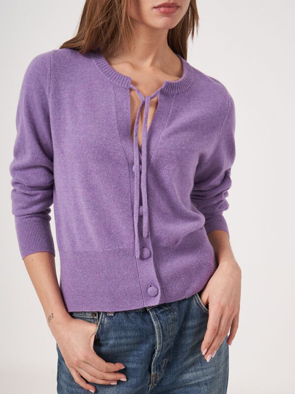 Kaschmir Strickjacke mit Bindeband image number 2