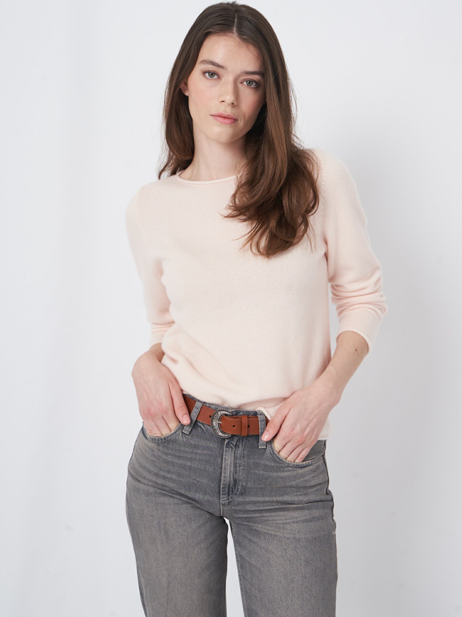 Sweater met boothals van middelzwaar cashmere