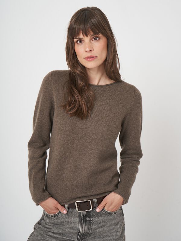 Mittelschwerer Basic-Kaschmir-Boot-Ausschnitt-Pullover image number 1