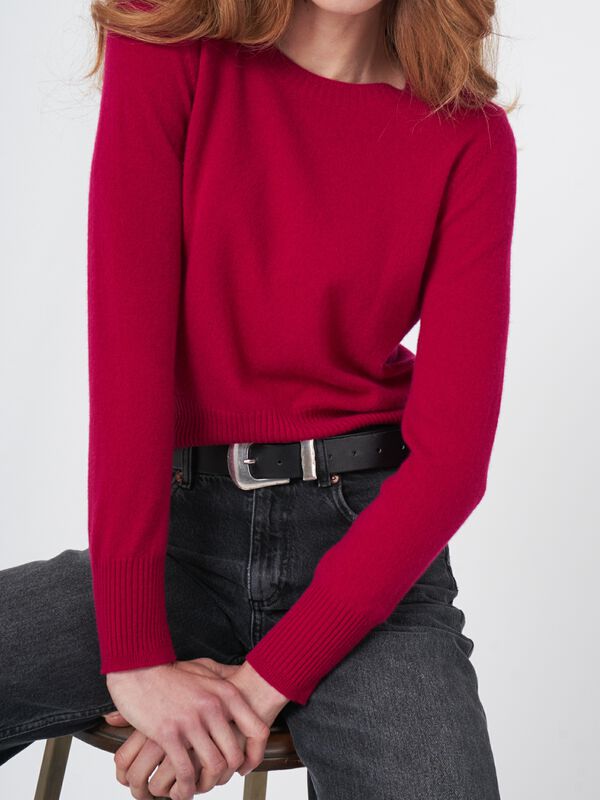 Pull col rond en cachemire en tricot fin image number 1