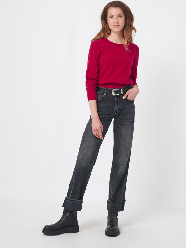 Pull col rond en cachemire en tricot fin image number 4