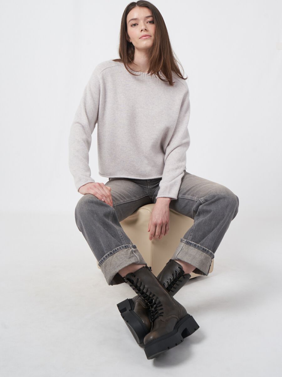 Loose fit cropped cashmere sweater image number 0