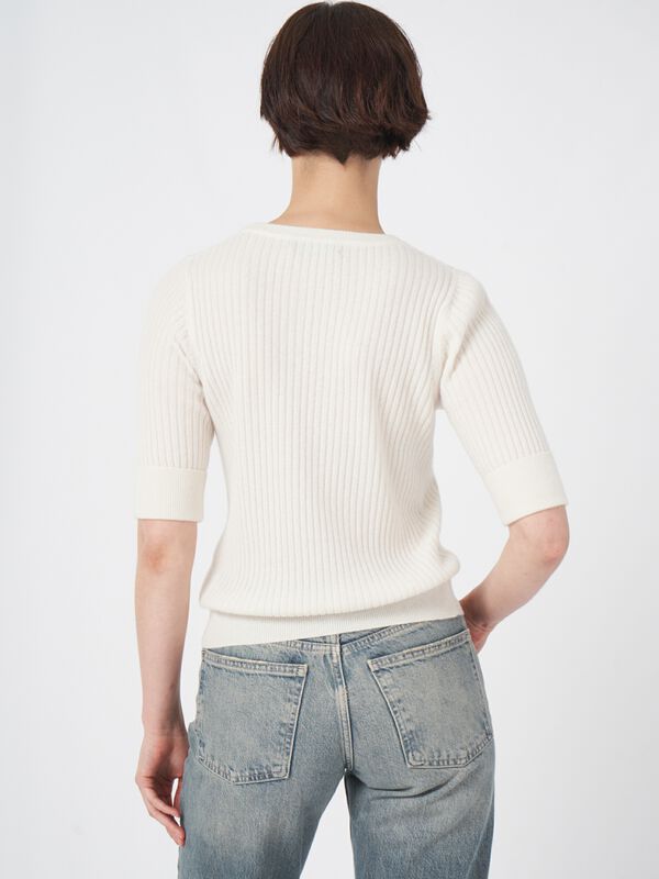 Kurzarm Kaschmir-Rippenstrick-Pullover image number 3