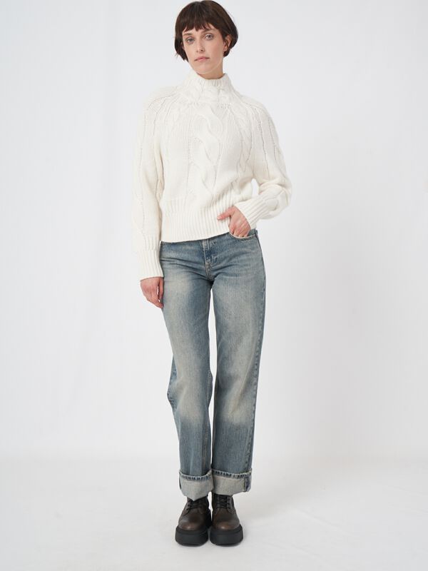 Grober Zopfmuster-Kaschmir-Pullover image number 4