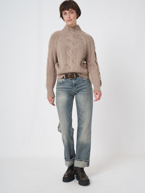 Grober Zopfmuster-Kaschmir-Pullover image number 4