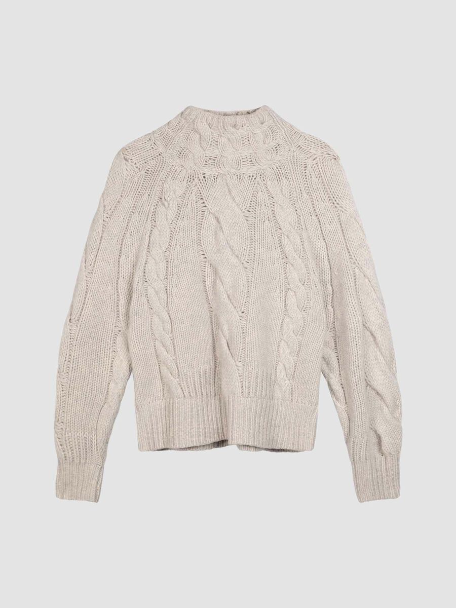 Grofgebreid cashmere trui met kabelpatroon image number 0