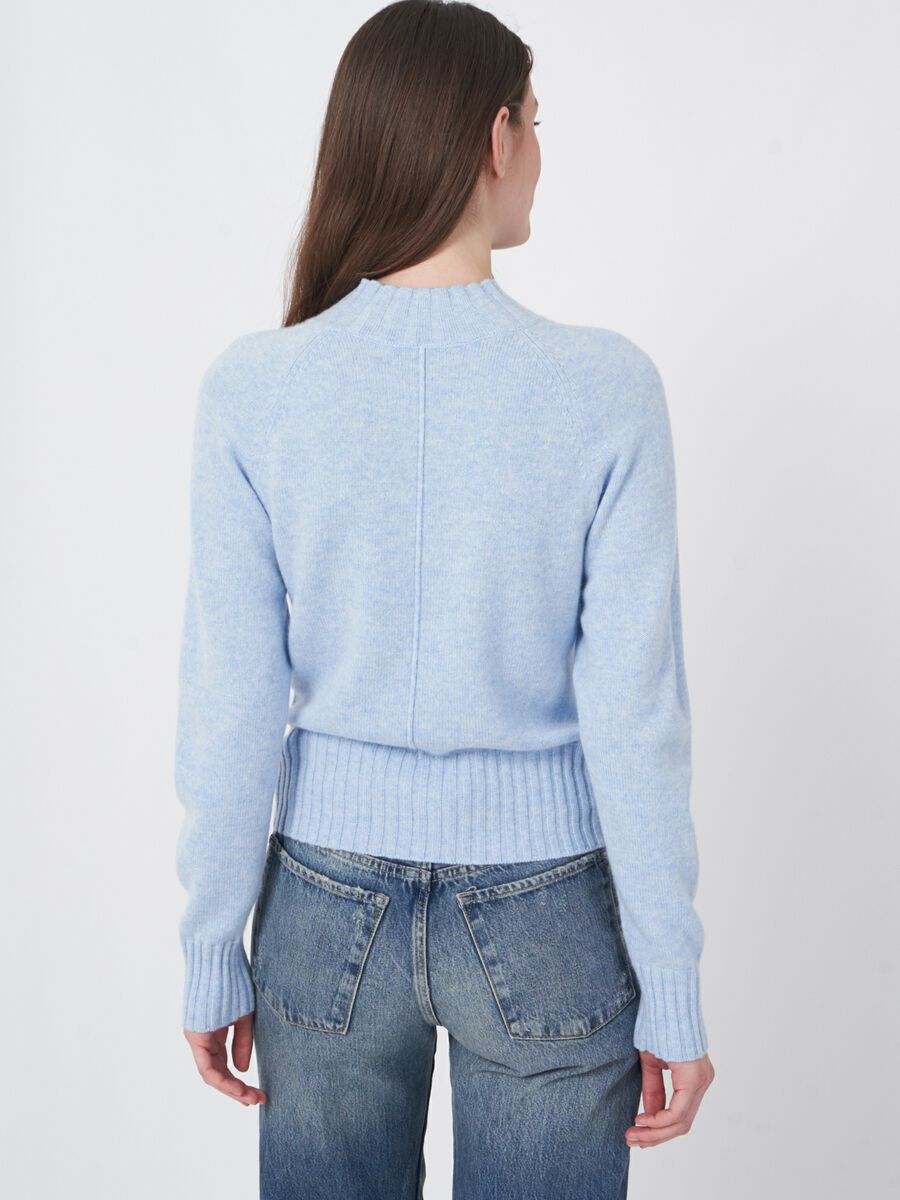 Organic cashmere sweater with ribbed stand collar image number 2