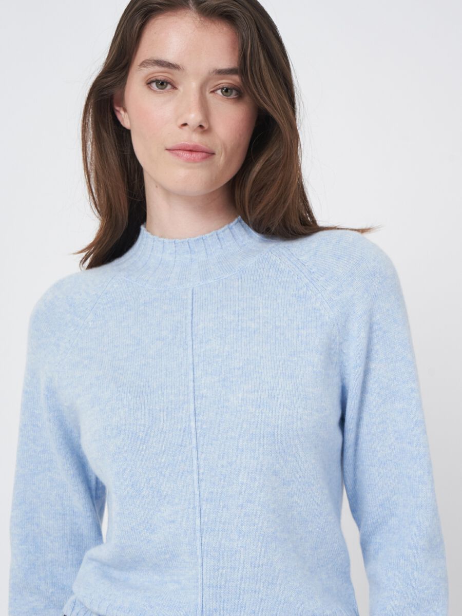 Organic cashmere sweater with ribbed stand collar image number 1