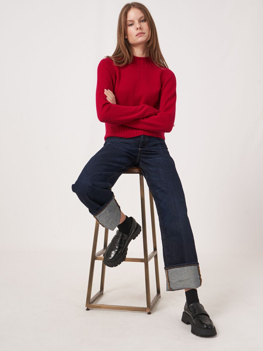 Bio-Kaschmir-Pullover mit geripptem Stehkragen image number 1