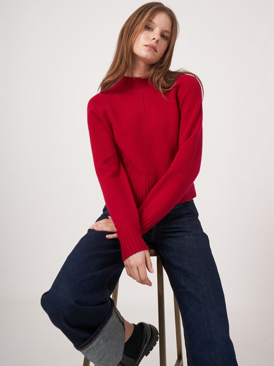 Bio-Kaschmir-Pullover mit geripptem Stehkragen image number 3