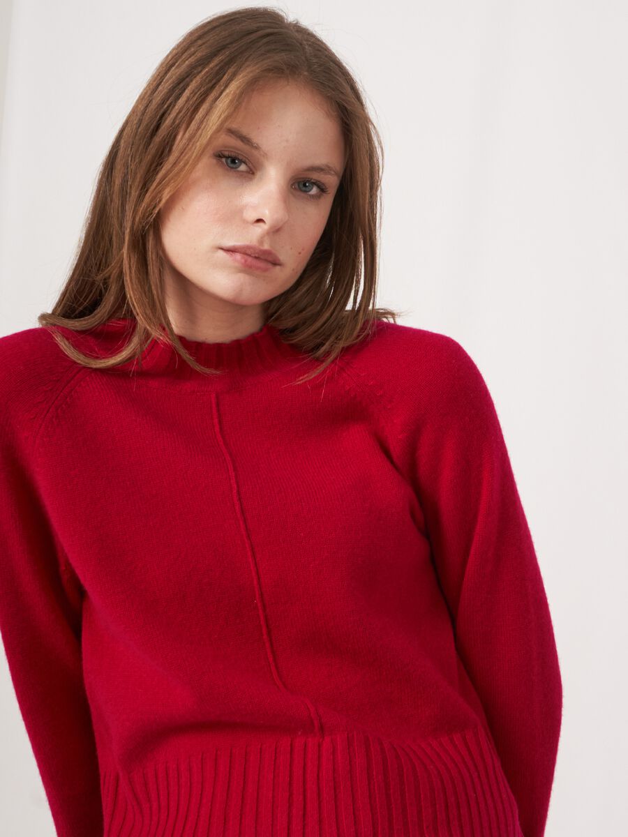 Bio-Kaschmir-Pullover mit geripptem Stehkragen image number 4