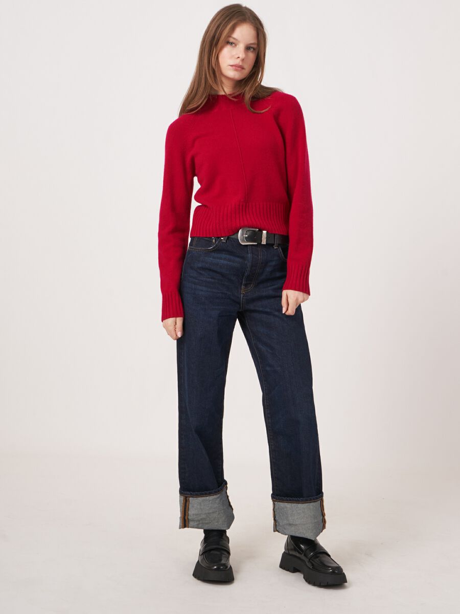 Bio-Kaschmir-Pullover mit geripptem Stehkragen image number 5