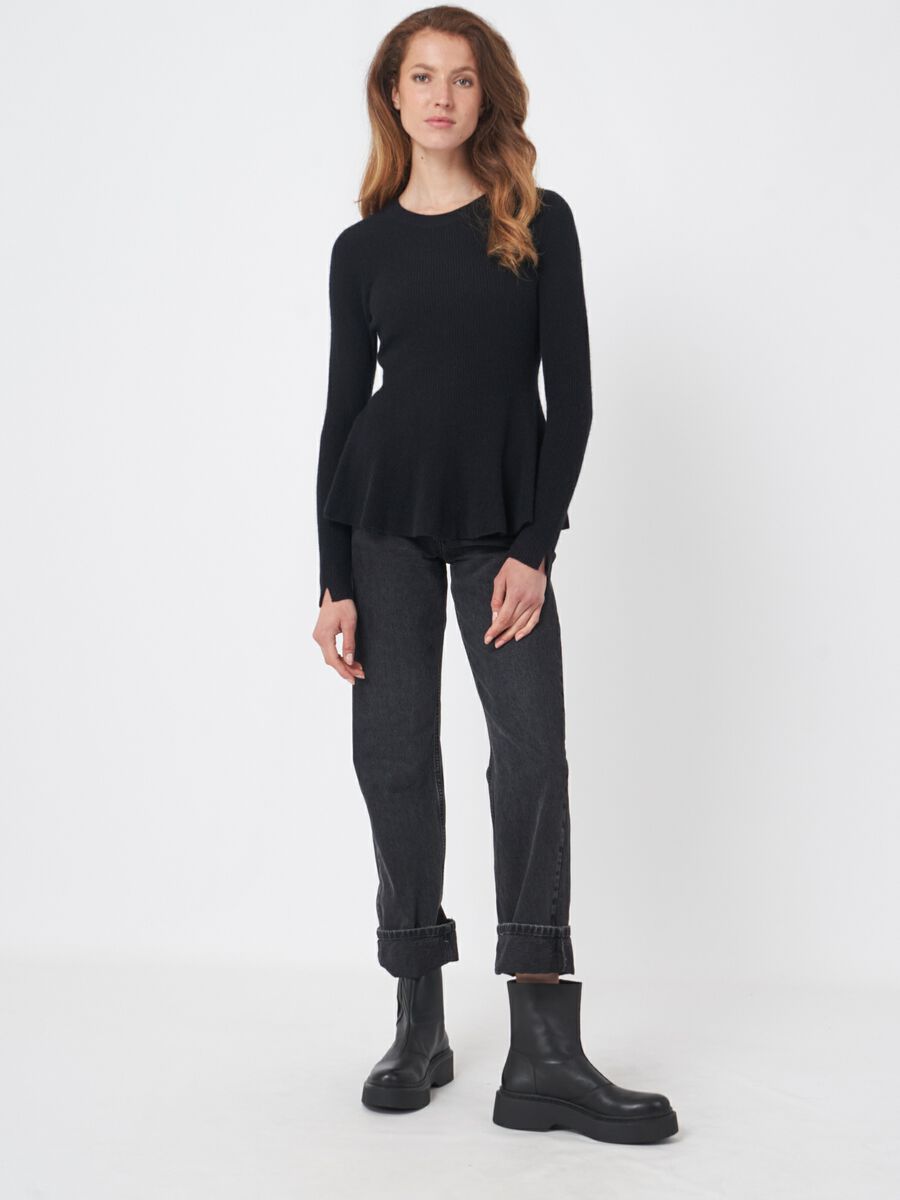 Peplum sweater in cashmere mouliné image number 5