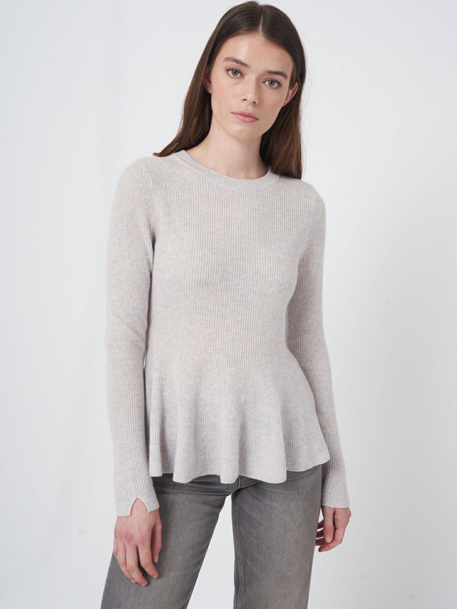 Peplum trui van gemêleerd cashmere