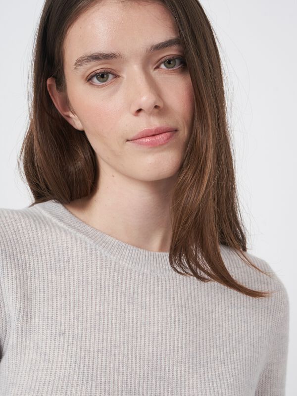 Peplum trui van gemêleerd cashmere image number 3