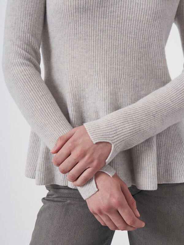 Peplum trui van gemêleerd cashmere image number 2