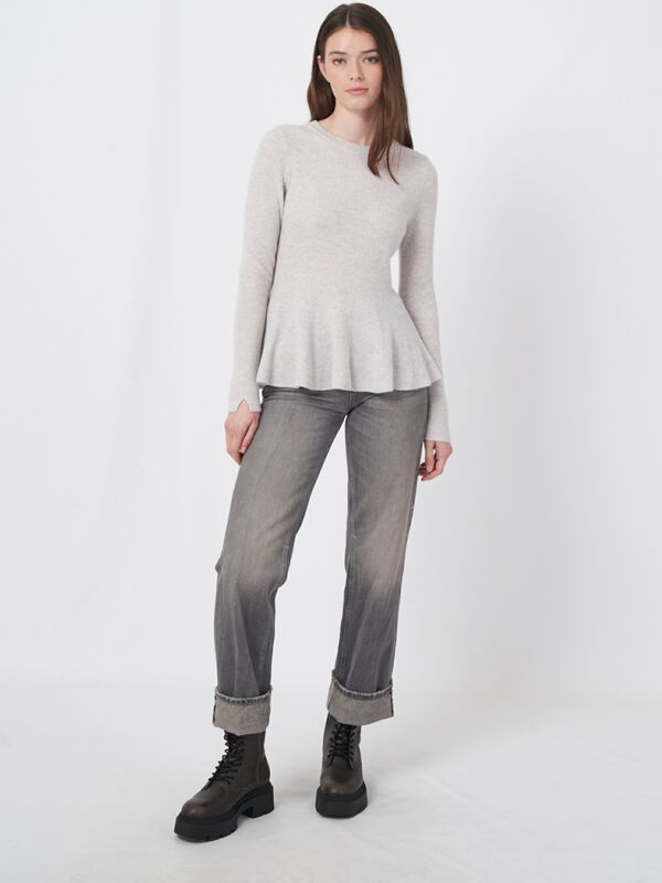 Peplum trui van gemêleerd cashmere image number 4