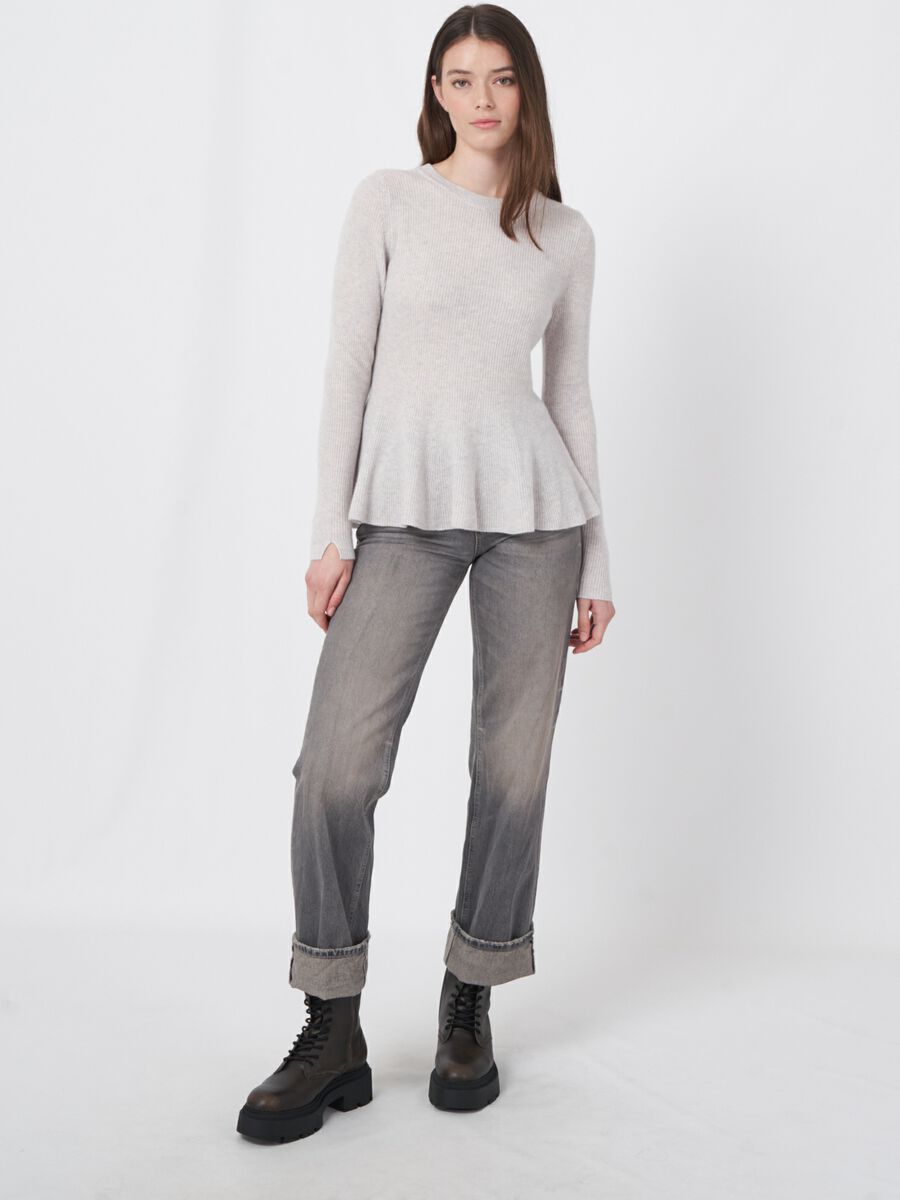 Peplum sweater in cashmere mouliné image number 4