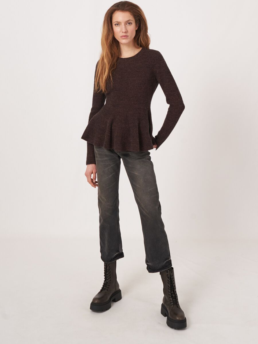 Peplum sweater in cashmere mouliné image number 0