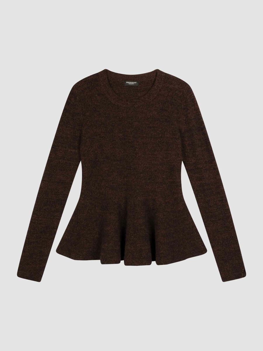 Peplum sweater in cashmere mouliné image number 1