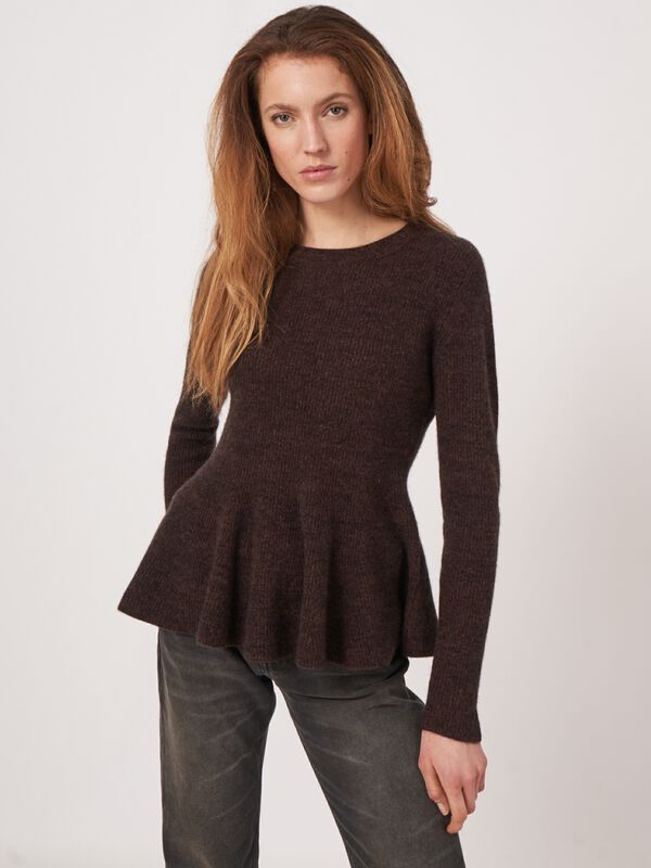 Peplum trui van gemêleerd cashmere image number 2