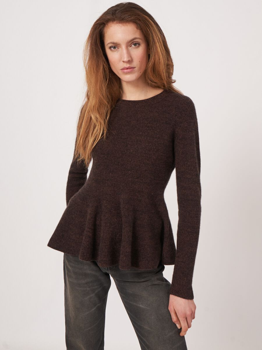 Peplum sweater in cashmere mouliné image number 2