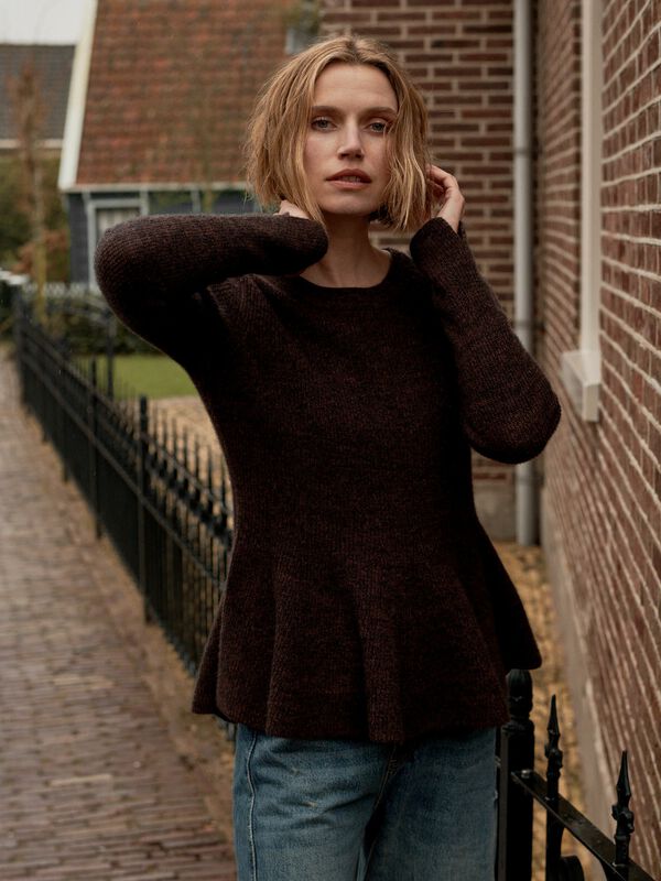 Peplum trui van gemêleerd cashmere image number 6