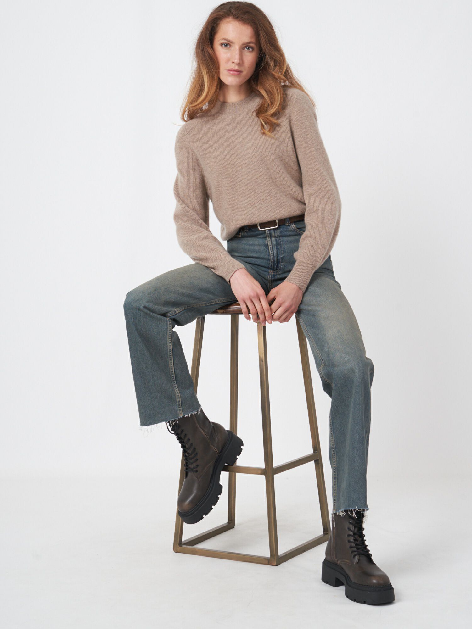 Fijn ribgebreide cashmere sweater