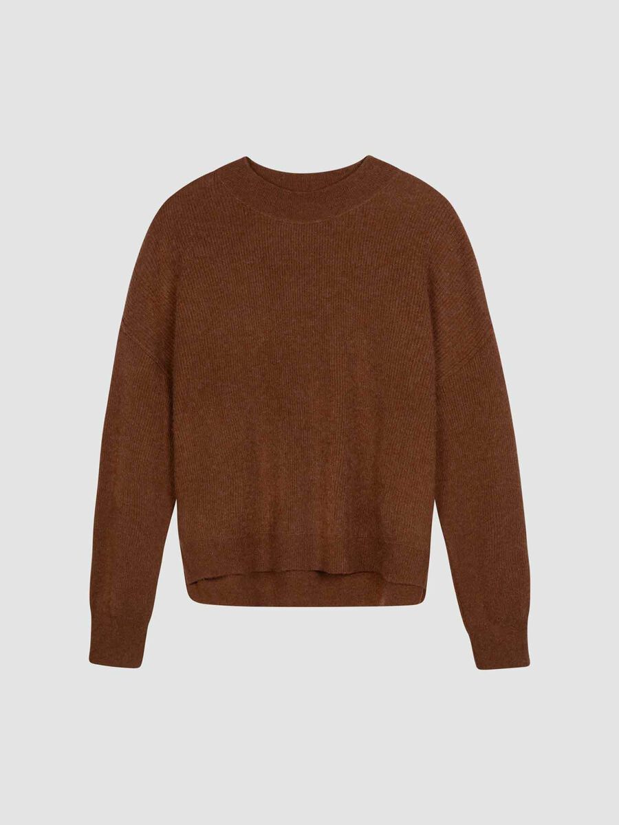 Cropped rib knit cashmere sweater image number 0