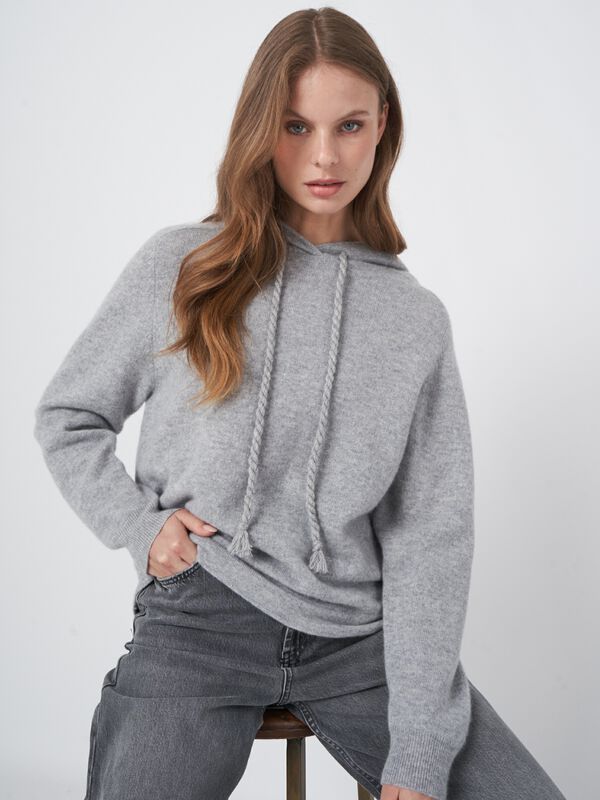 Kaschmir-Kapuzenpullover mit Kordelzug Detail image number 1