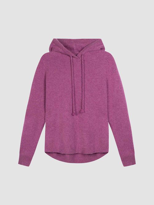Cashmere hoodie met trekkoord met gedraaid detail