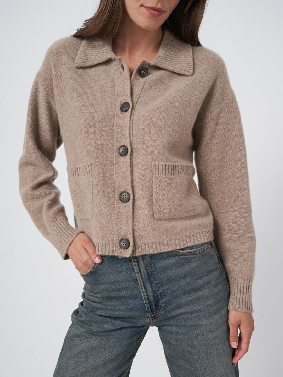 Cashmere cardigan met polokraag image number 1