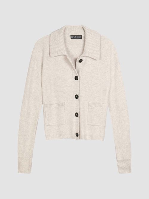 Cashmere cardigan met polokraag