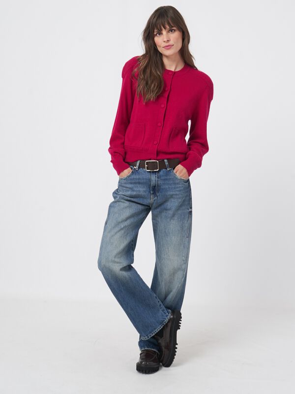 Cardigan en cachemire boutonné avec détail d'épaule image number 4