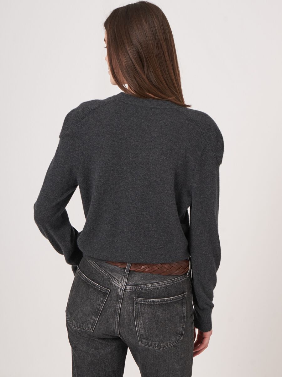 Buttoned cashmere cardigan with shoulder detail image number 4