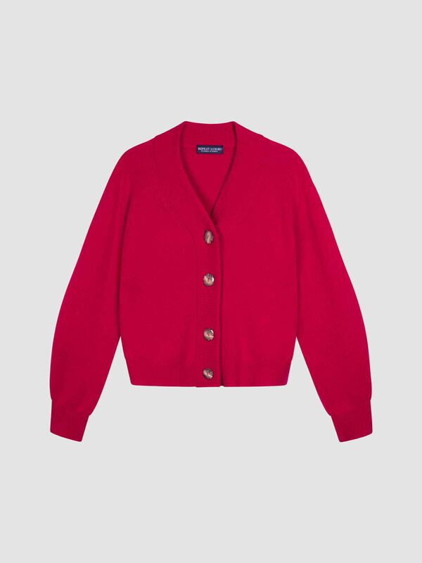 Verkürzter Kaschmir-Cardigan mit übergroßen Knöpfen image number 1