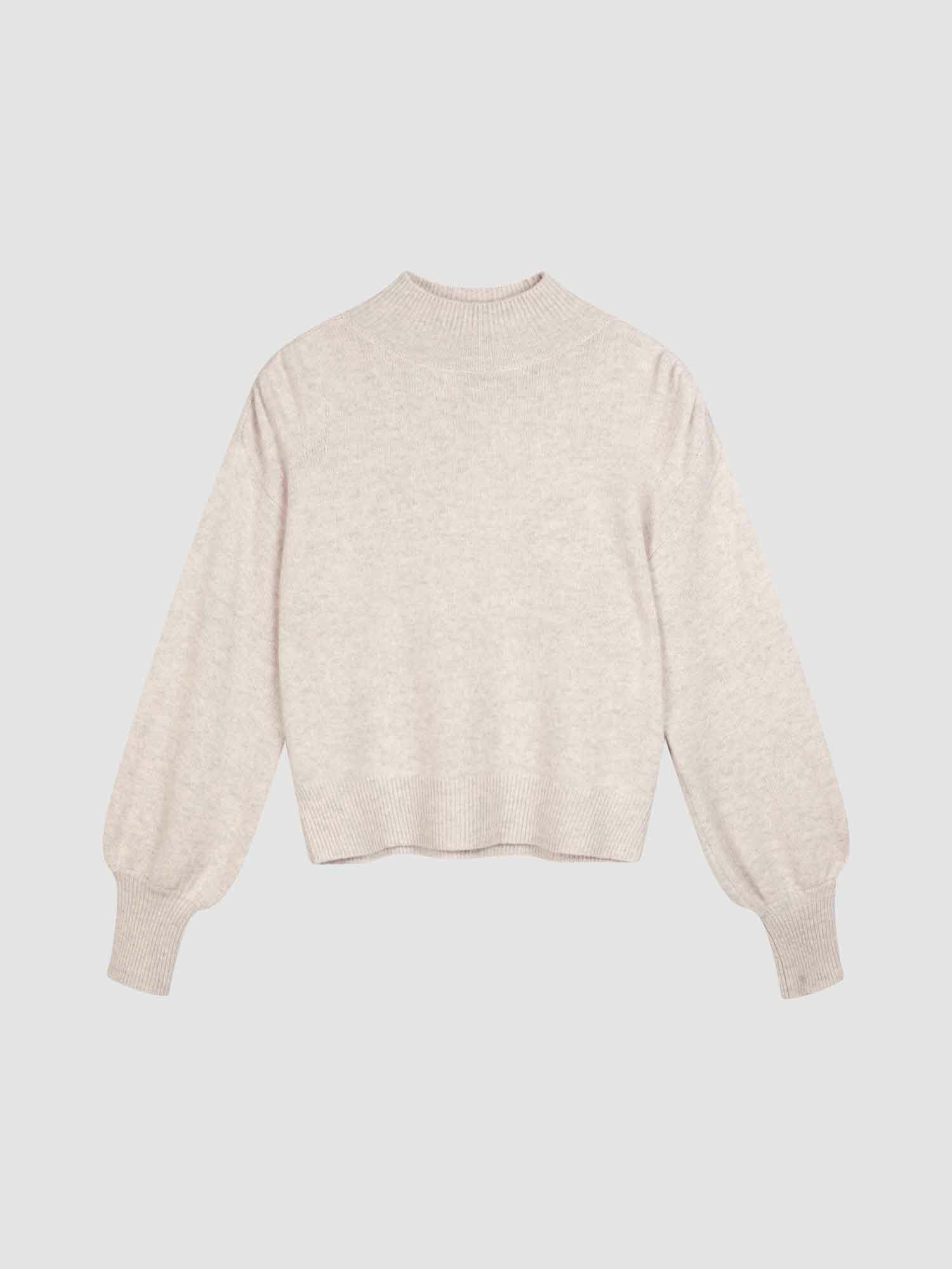 Korte cashmere trui met pofmouwen afbeelding