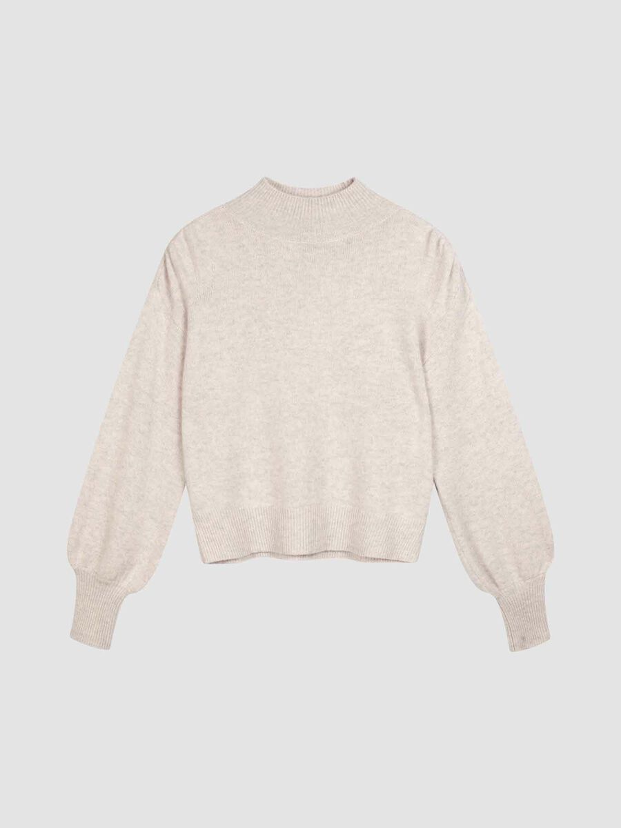 Cropped cashmere sweater with puff sleeves image number 0