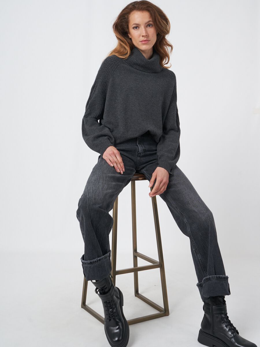 Cashmere sweater with wide turtlneck and shoulder detail image number 0