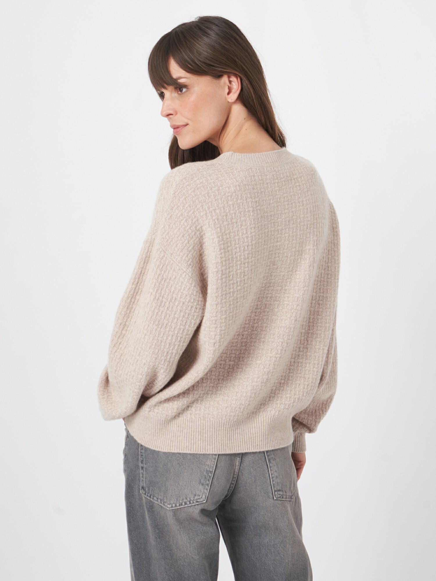 トップス NOTREemor back hole Volume Knit ivory Textured round neck cashmere jumper with wide sleeves