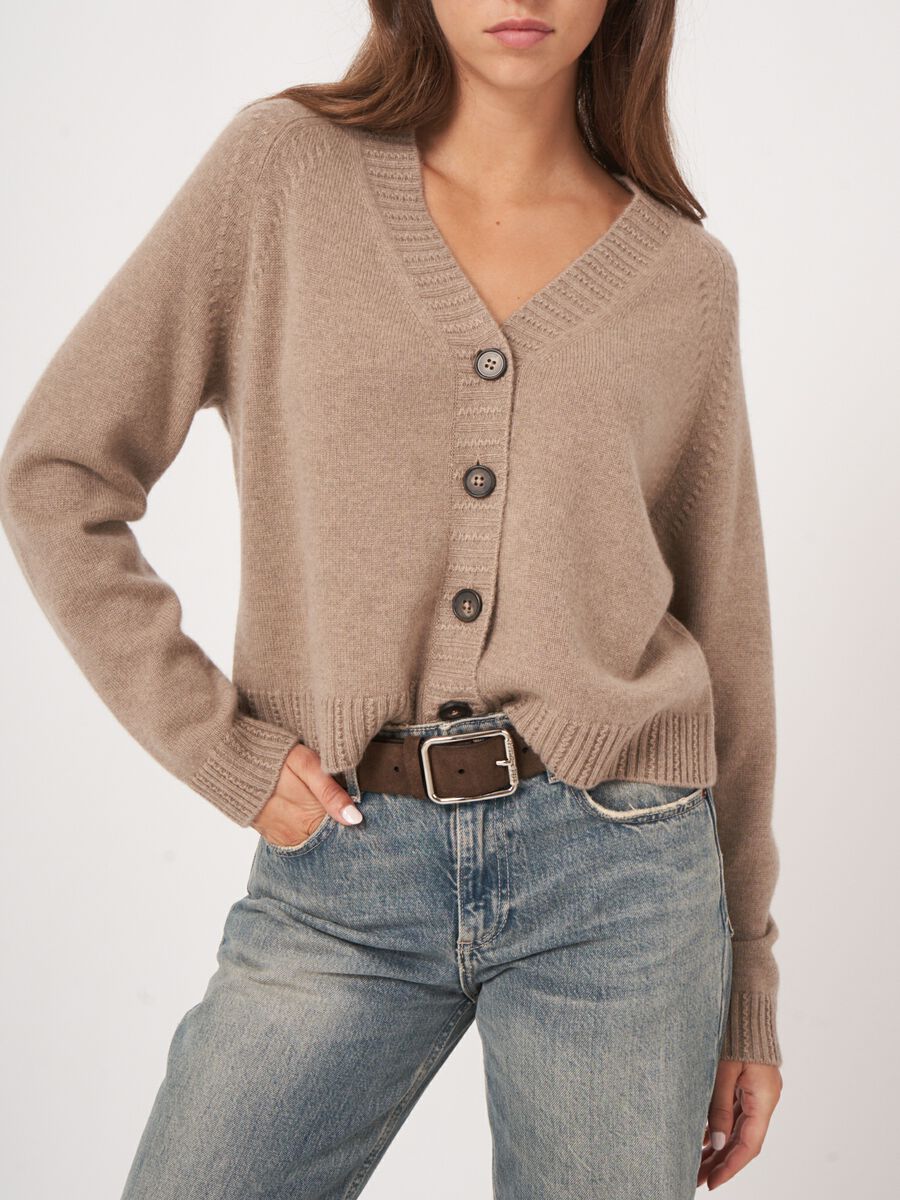 Organic cashmere raglan cardigan image number 2