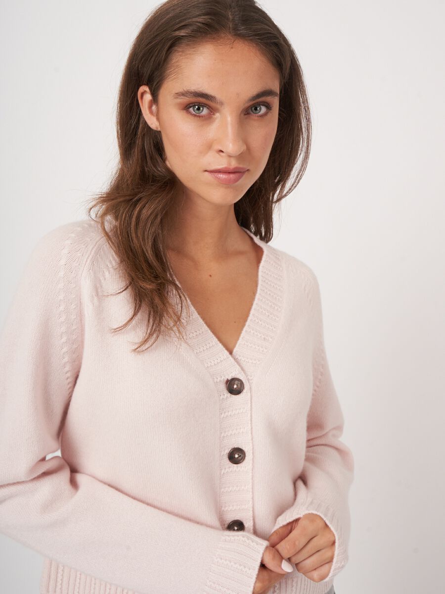 Organic cashmere raglan cardigan image number 0