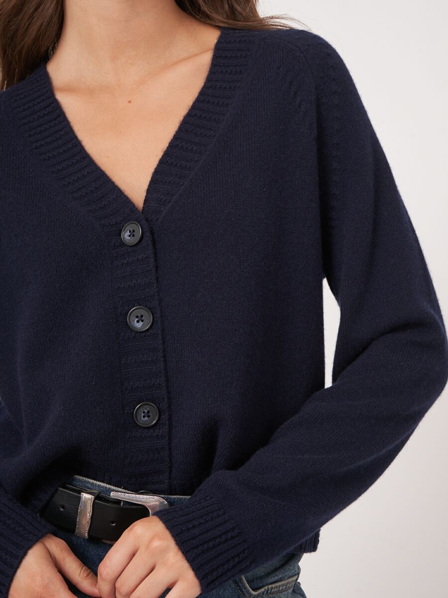Organic cashmere raglan cardigan image number 2