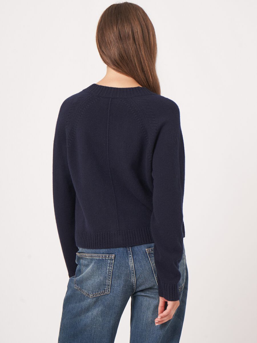 Organic cashmere raglan cardigan image number 4