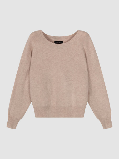 Naadloos gebreide ronde hals cashmere trui