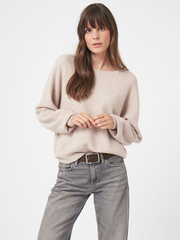 Naadloos gebreide ronde hals cashmere trui image number 2